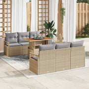 Conjunto de Sofá de Jardim 7 pcs Bege Rattan Sintético