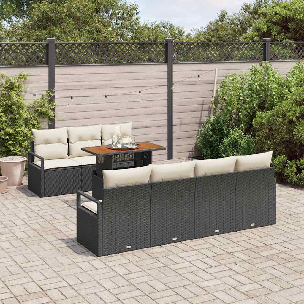 Conjunto de Sofá de Jardim 8 pcs Preto Rattan Sintético