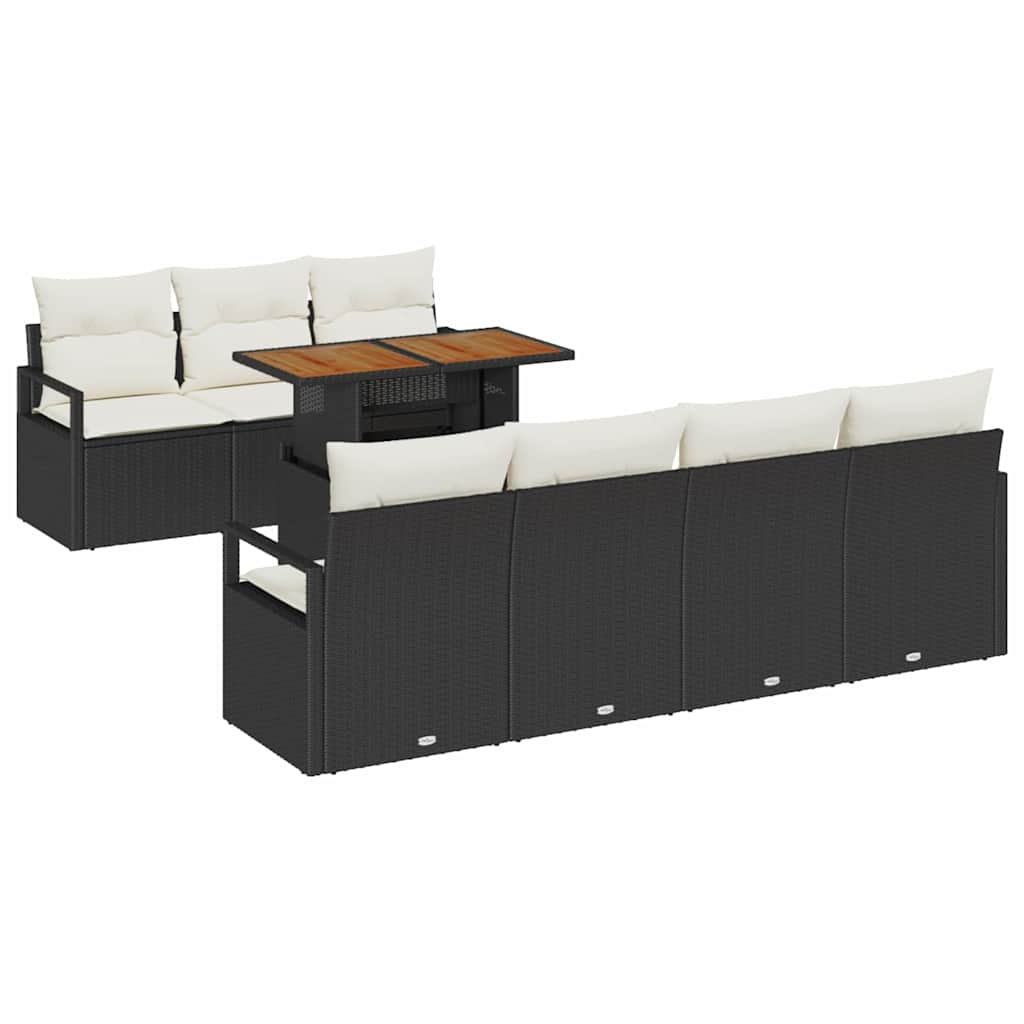 Conjunto de Sofá de Jardim 8 pcs Preto Rattan Sintético