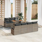 Conjunto de Sofá de Jardim 8 pcs Cinzeto Rattan Sintético