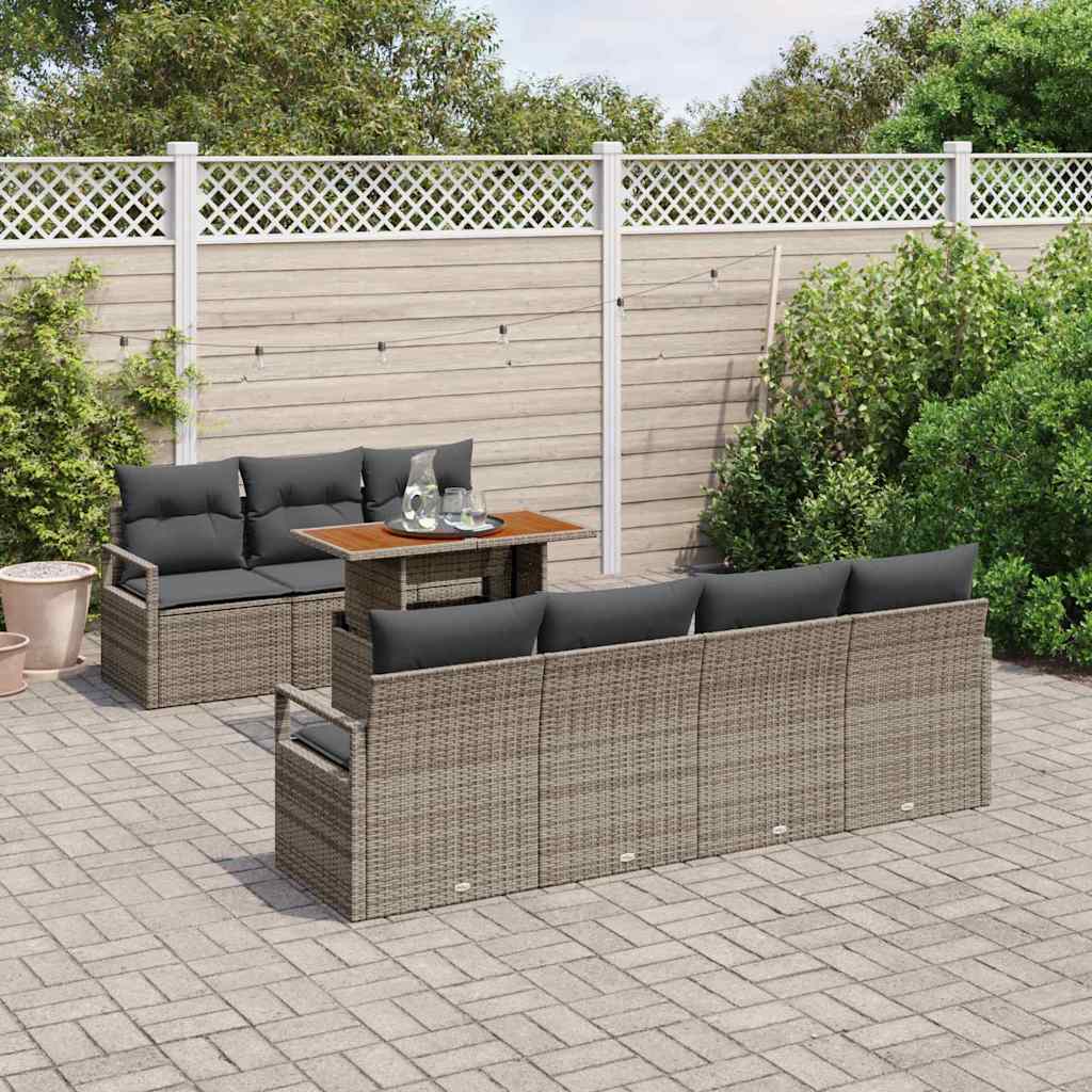Conjunto de Sofá de Jardim 8 pcs Cinzeto Rattan Sintético