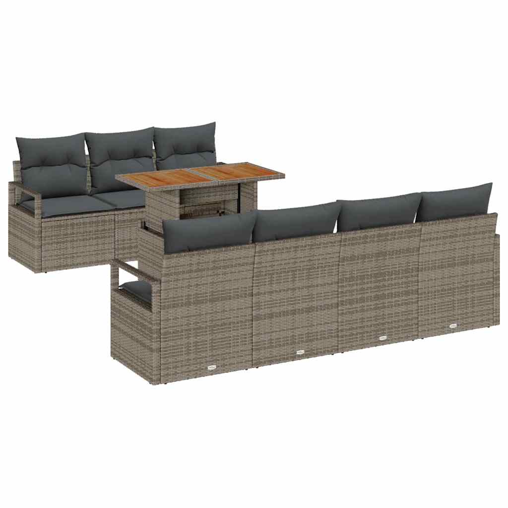Conjunto de Sofá de Jardim 8 pcs Cinzeto Rattan Sintético