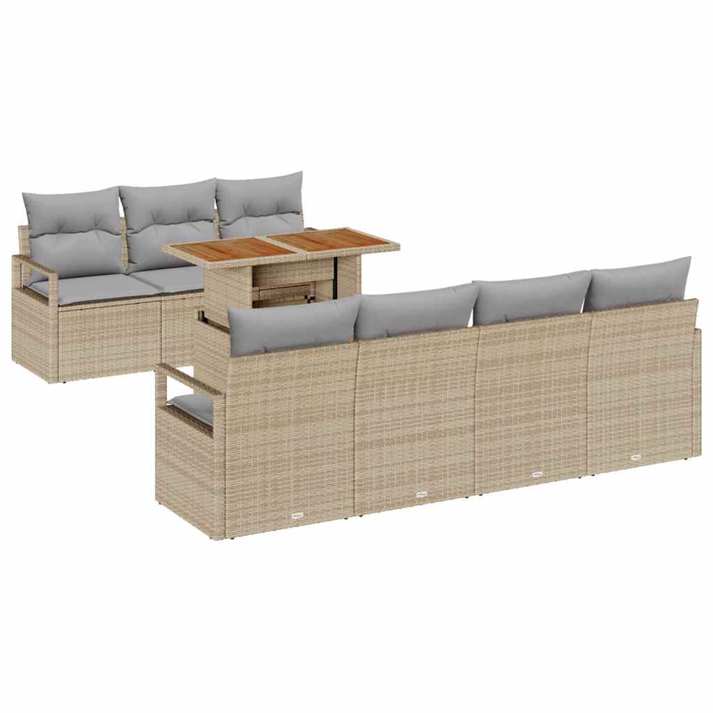 Conjunto de Sofá de Jardim 8 pcs Bege Rattan Sintético