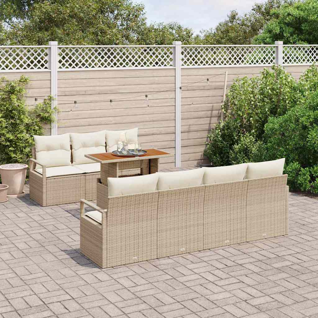 Conjunto de Sofá de Jardim 8 pcs Bege Rattan Sintético