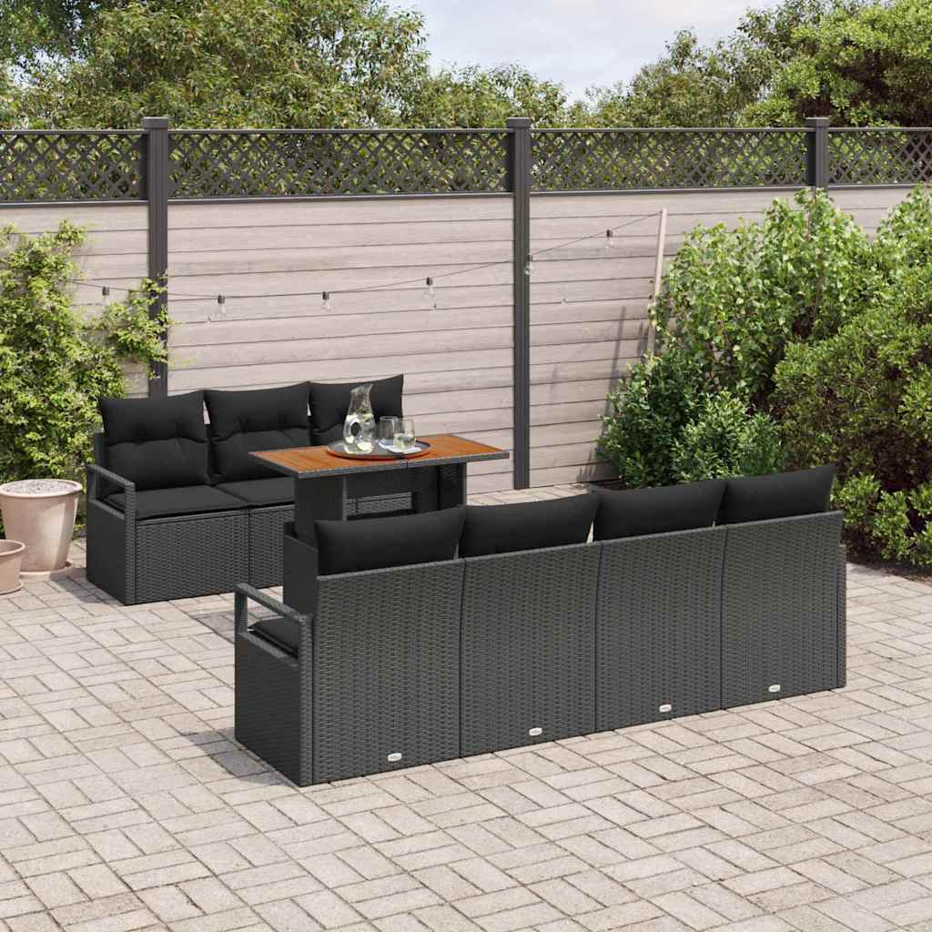Conjunto de Sofá de Jardim 8 pcs Preto Rattan Sintético