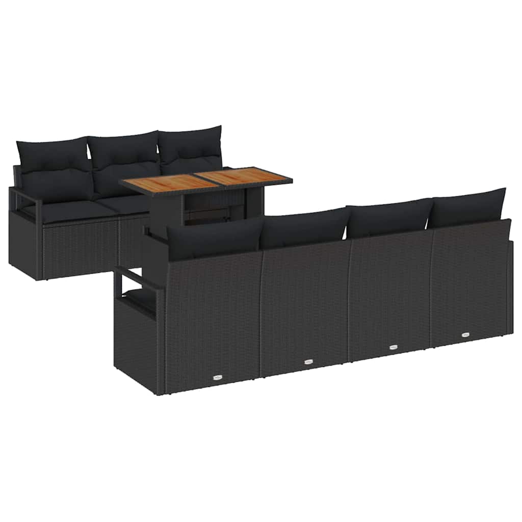 Conjunto de Sofá de Jardim 8 pcs Preto Rattan Sintético