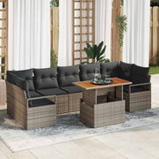 Conjunto de Sofá de Jardim 8 pcs Cinzeto Rattan Sintético
