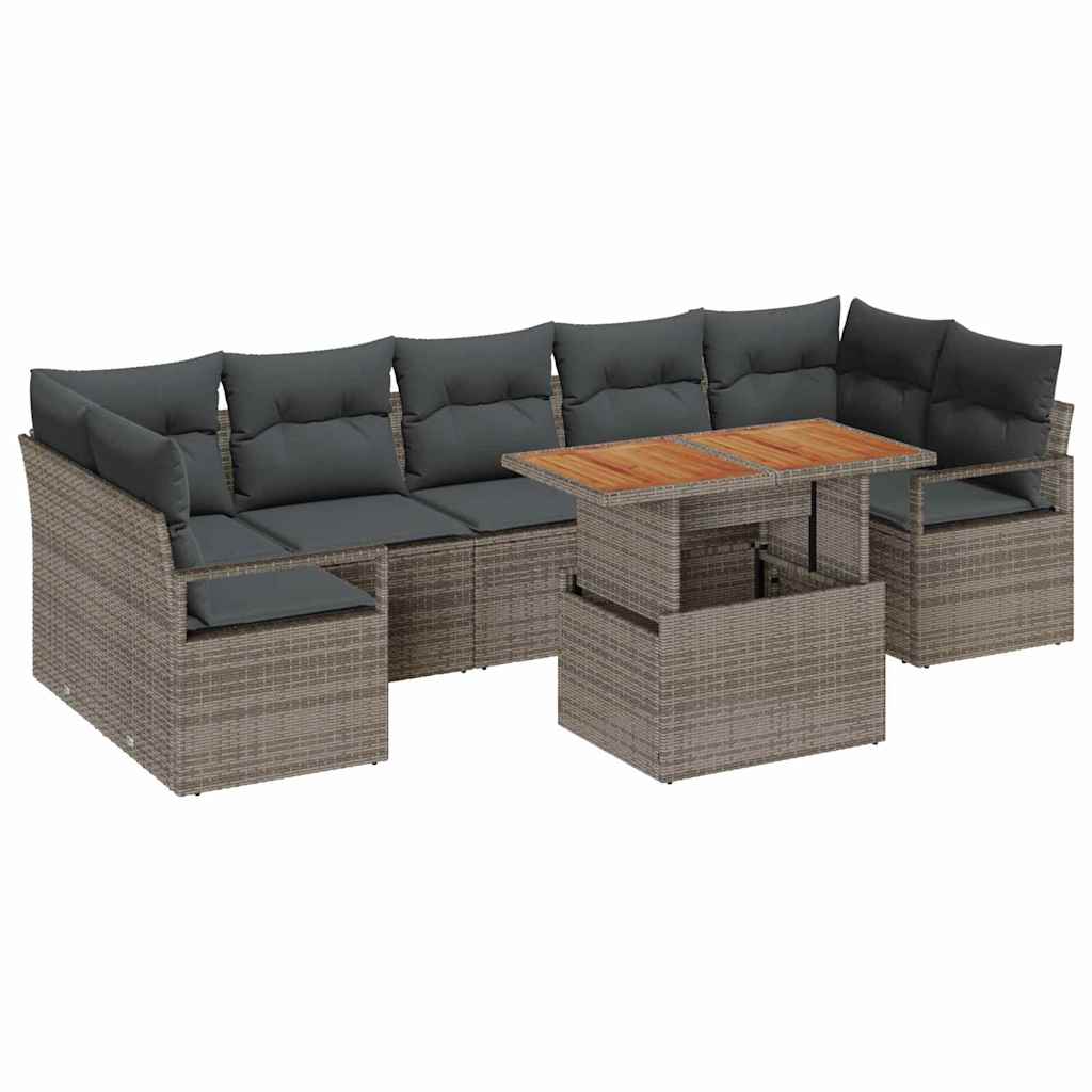 Conjunto de Sofá de Jardim 8 pcs Cinzeto Rattan Sintético