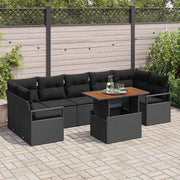 Conjunto de Sofá de Jardim 8 pcs Preto Rattan Sintético