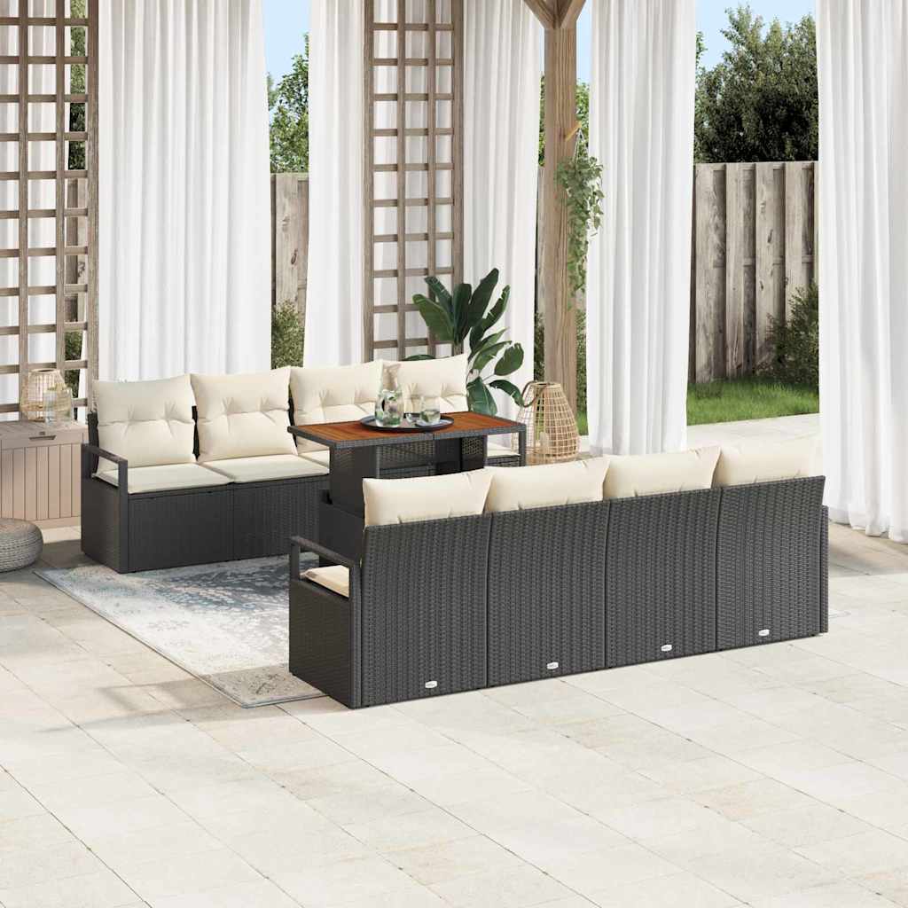 Conjunto de Sofá de Jardim 9 pcs Preto Rattan Sintético