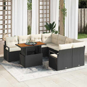 Conjunto de Sofá de Jardim 9 pcs Preto Rattan Sintético