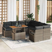 Conjunto de Sofá de Jardim 9 pcs Cinzeto Rattan Sintético