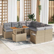 Conjunto de Sofá de Jardim 9 pcs Bege Rattan Sintético