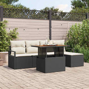 Conjunto de Sofá de Jardim 6 pcs Preto Rattan Sintético