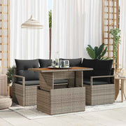 Conjunto de Sofá de Jardim 5 pcs Cinzeto Rattan Sintético