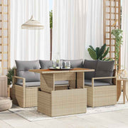 Conjunto de Sofá de Jardim 5 pcs Bege Rattan Sintético