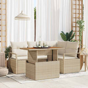 Conjunto de Sofá de Jardim 5 pcs Bege Rattan Sintético