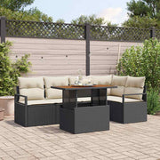 Conjunto de Sofá de Jardim 6 pcs Preto Rattan Sintético