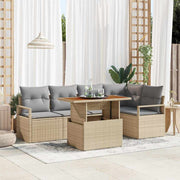 Conjunto de Sofá de Jardim 6 pcs Bege Rattan Sintético