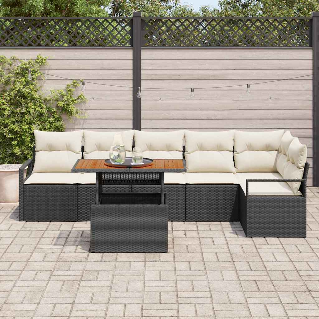 Conjunto de Sofá de Jardim 7 pcs Preto Rattan Sintético
