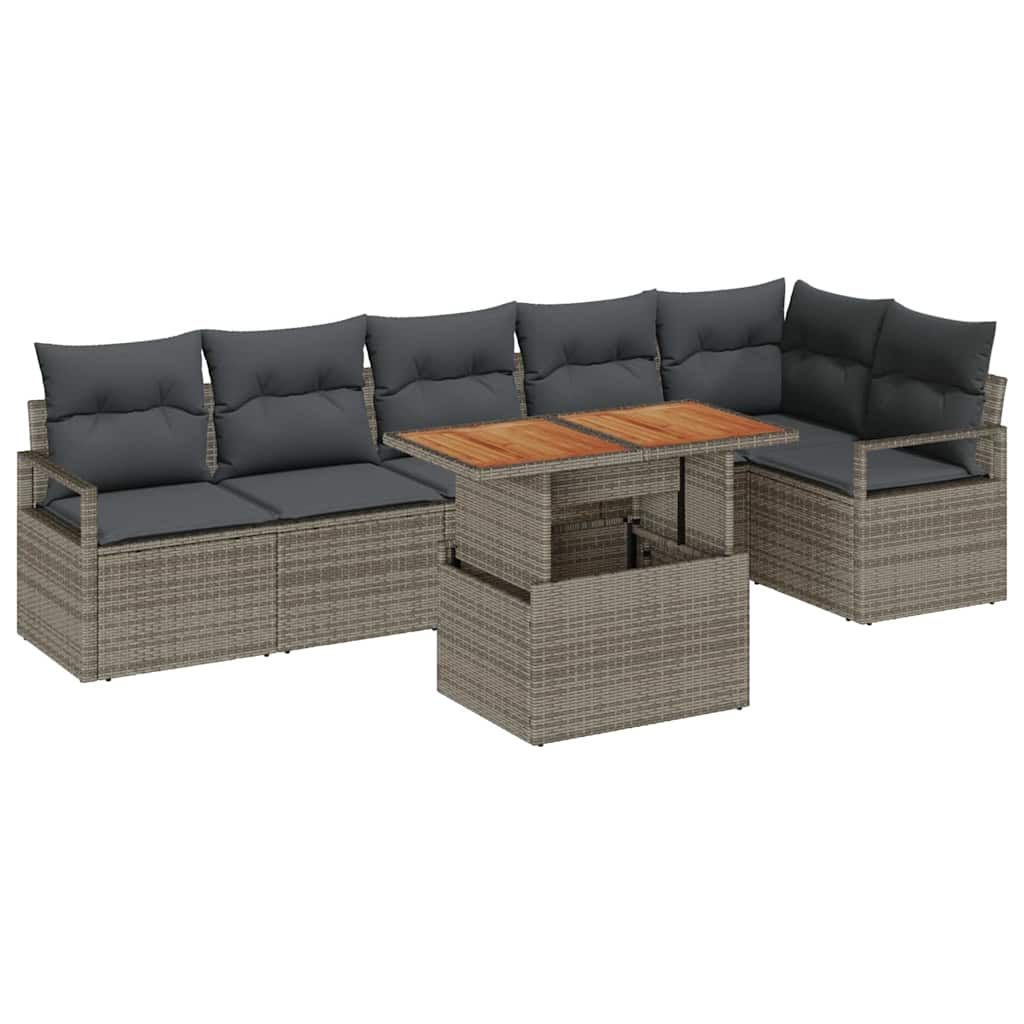 Conjunto de Sofá de Jardim 7 pcs Cinzeto Rattan Sintético