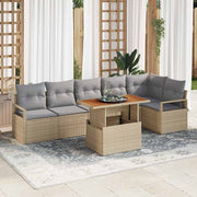 Conjunto de Sofá de Jardim 7 pcs Bege Rattan Sintético