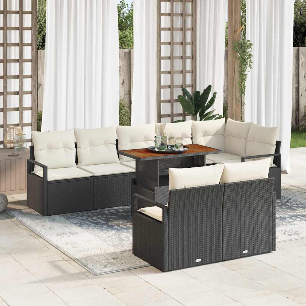 Conjunto de Sofá de Jardim 9 pcs Preto Rattan Sintético