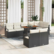 Conjunto de Sofá de Jardim 9 pcs Preto Rattan Sintético