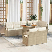 Conjunto de Sofá de Jardim 9 pcs Bege Rattan Sintético