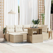 Conjunto de Sofá de Jardim 7 pcs Bege Rattan Sintético
