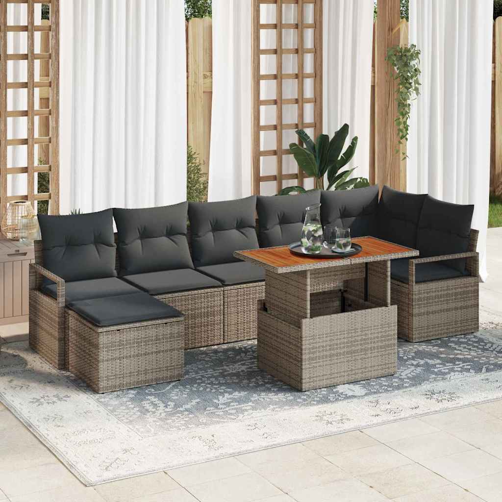 Conjunto de Sofá de Jardim 8 pcs Cinzeto Rattan Sintético