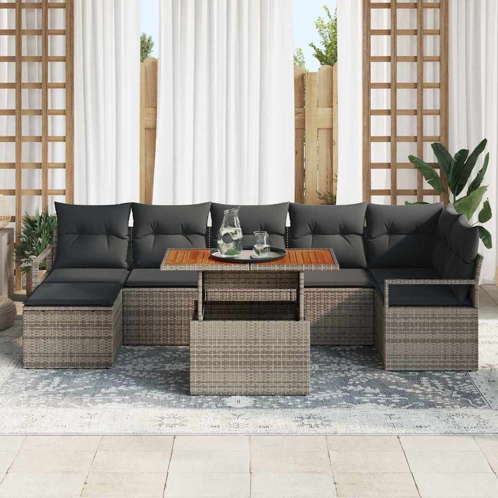 Conjunto de Sofá de Jardim 8 pcs Cinzeto Rattan Sintético