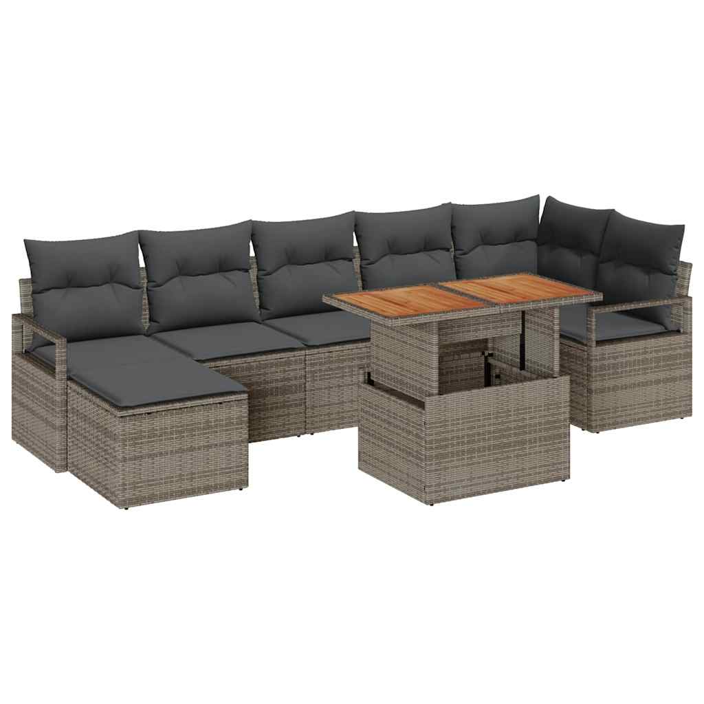 Conjunto de Sofá de Jardim 8 pcs Cinzeto Rattan Sintético