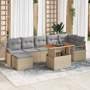 Conjunto de Sofá de Jardim 8 pcs Bege Rattan Sintético