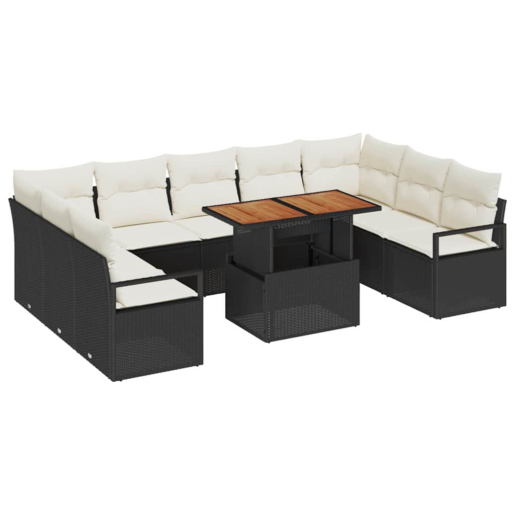 Conjunto de Sofá de Jardim 10 pcs Preto Rattan Sintético