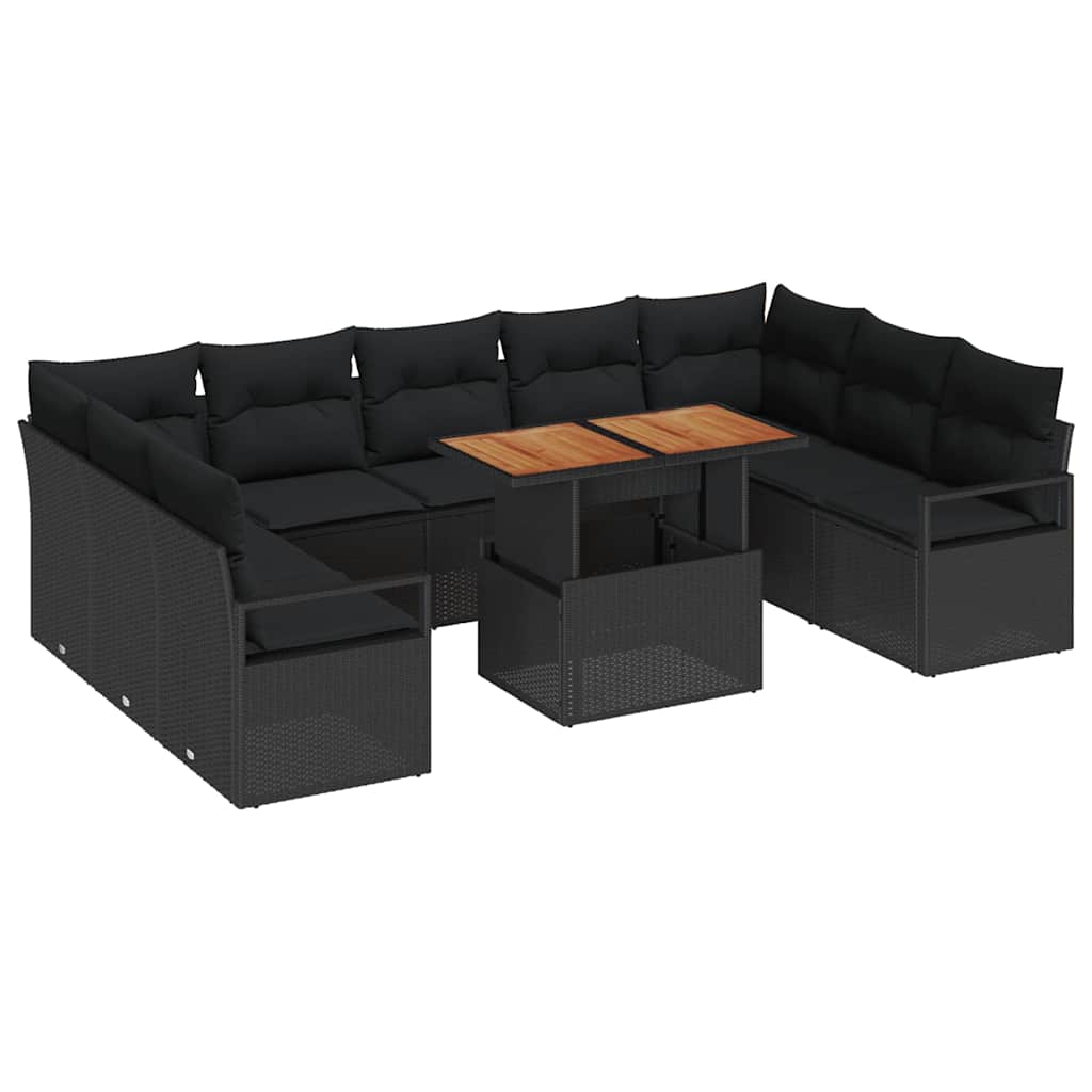 Conjunto de Sofá de Jardim 10 pcs Preto Rattan Sintético
