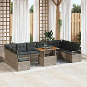 Conjunto de Sofá de Jardim 11 pcs Cinzeto Rattan Sintético
