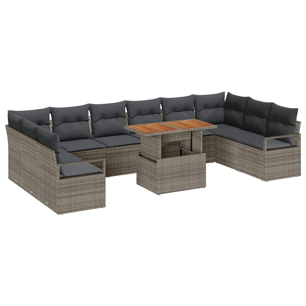 Conjunto de Sofá de Jardim 11 pcs Cinzeto Rattan Sintético