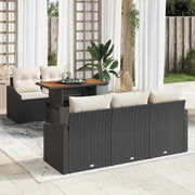 Conjunto de Sofá de Jardim 6 pcs Preto Rattan Sintético
