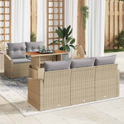 Conjunto de Sofá de Jardim 6 pcs Bege Rattan Sintético