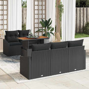 Conjunto de Sofá de Jardim 6 pcs Preto Rattan Sintético