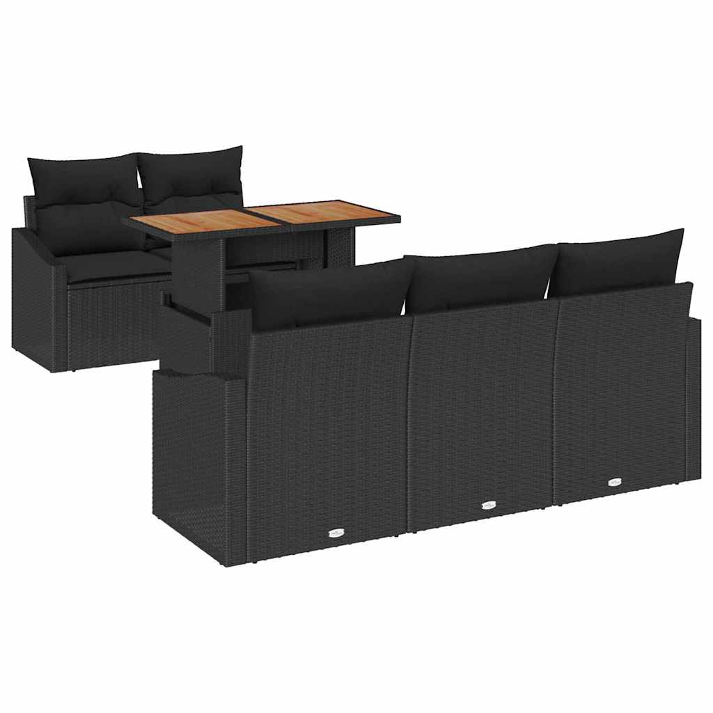 Conjunto de Sofá de Jardim 6 pcs Preto Rattan Sintético