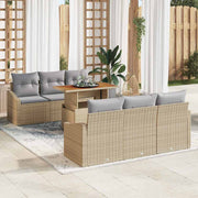 Conjunto de Sofá de Jardim 7 pcs Bege Rattan Sintético