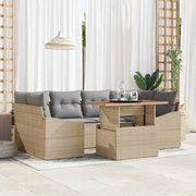 Conjunto de Sofá de Jardim 7 pcs Bege Rattan Sintético