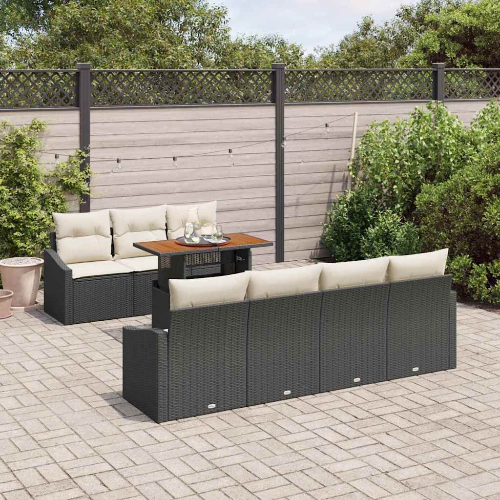 Conjunto de Sofá de Jardim 8 pcs Preto Rattan Sintético