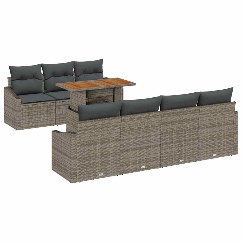 Conjunto de Sofá de Jardim 8 pcs Cinzeto Rattan Sintético
