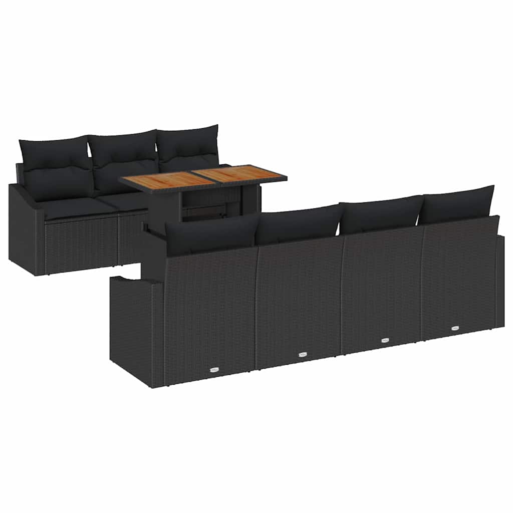 Conjunto de Sofá de Jardim 8 pcs Preto Rattan Sintético