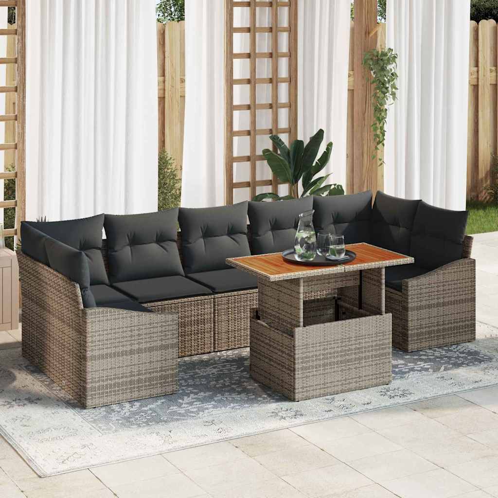 Conjunto de Sofá de Jardim com almofada 8 pcs Cinzeto