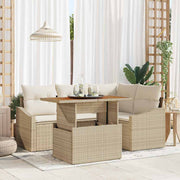 Conjunto de Sofá de Jardim 5 pcs Bege Rattan Sintético