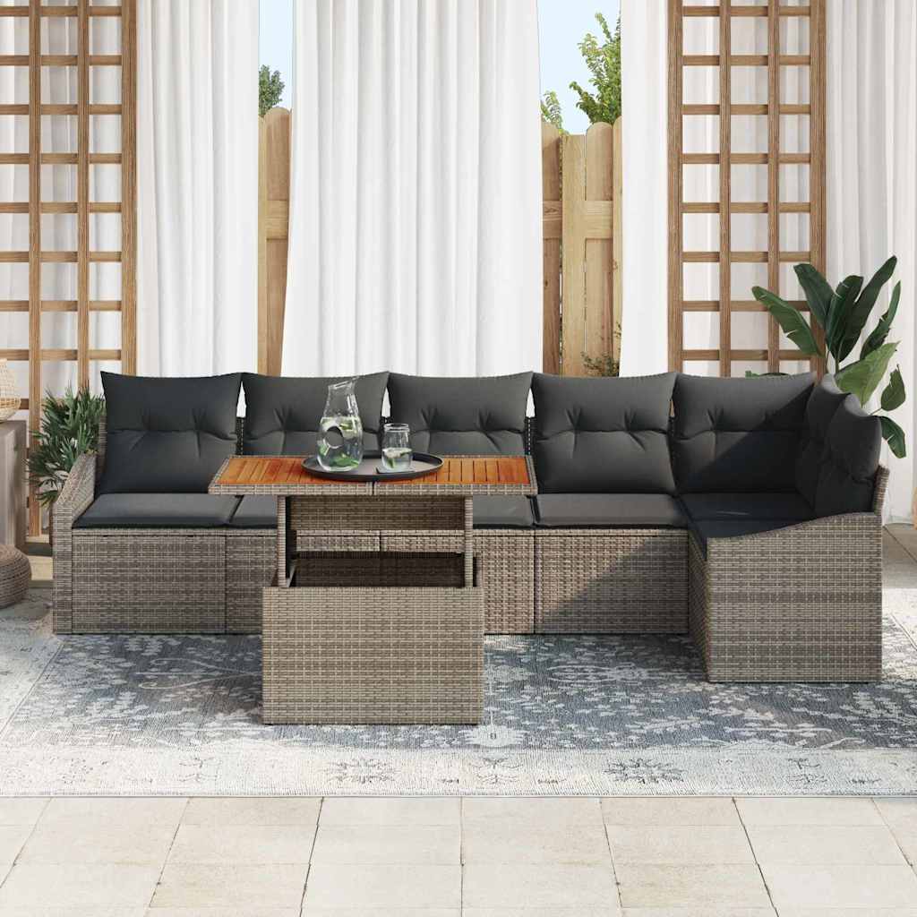 Conjunto de Sofá de Jardim 7 pcs Cinzeto Rattan Sintético